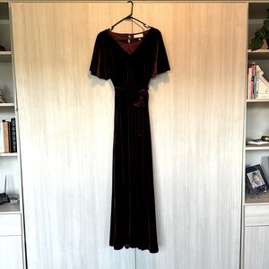 Velvet burgundy maxi dress